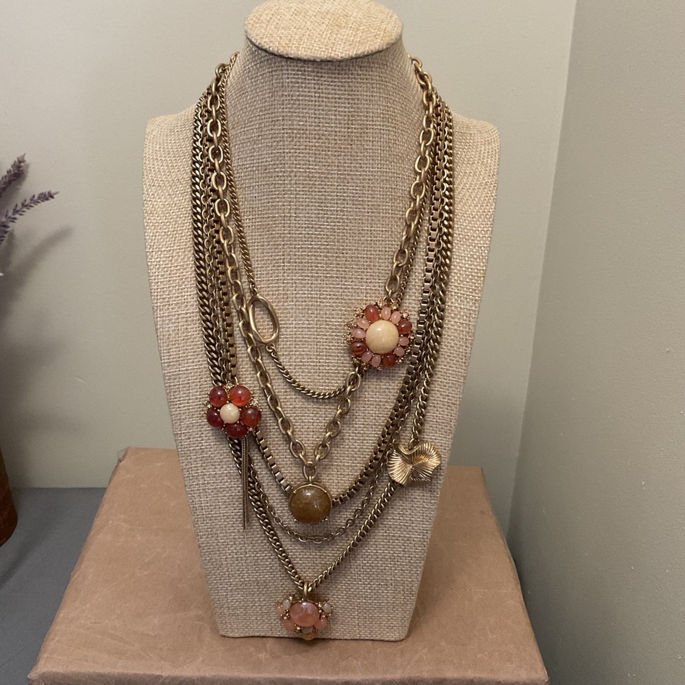 Talbots Vintage Multi Strands Goldtone Necklace.